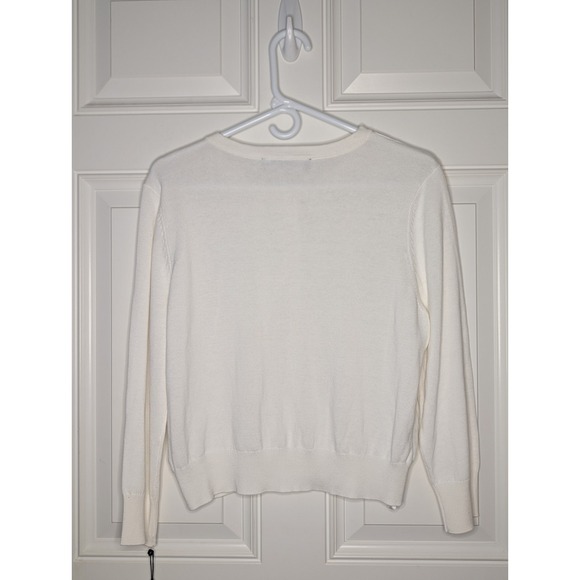 Karl Lagerfeld Paris Ivory Translucent Layered Floral Cropped Cardigan Large NWT - Picture 3 of 8